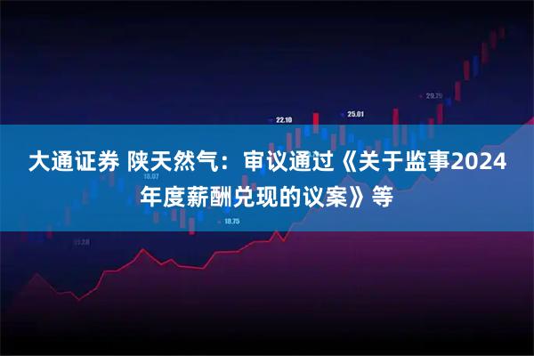 大通证券 陕天然气：审议通过《关于监事2024年度薪酬兑现的议案》等