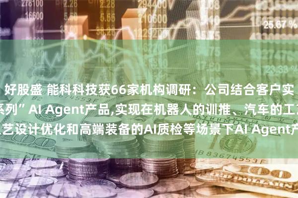 好股盛 能科科技获66家机构调研：公司结合客户实际场景需求,自研“灵系列”AI Agent产品,实现在机器人的训推、汽车的工艺设计优化和高端装备的AI质检等场景下AI Agent产品的开发和应用（附调研问答）